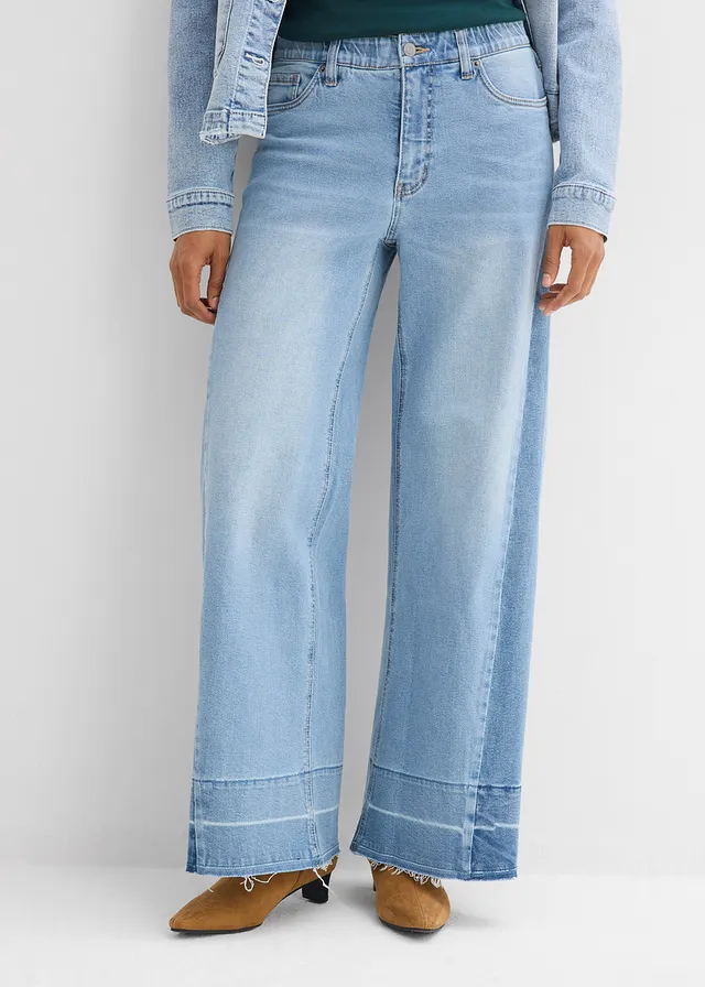 Wide leg jeans, mid waist • ijsblauw denim used • product-page.page-title-suffix
