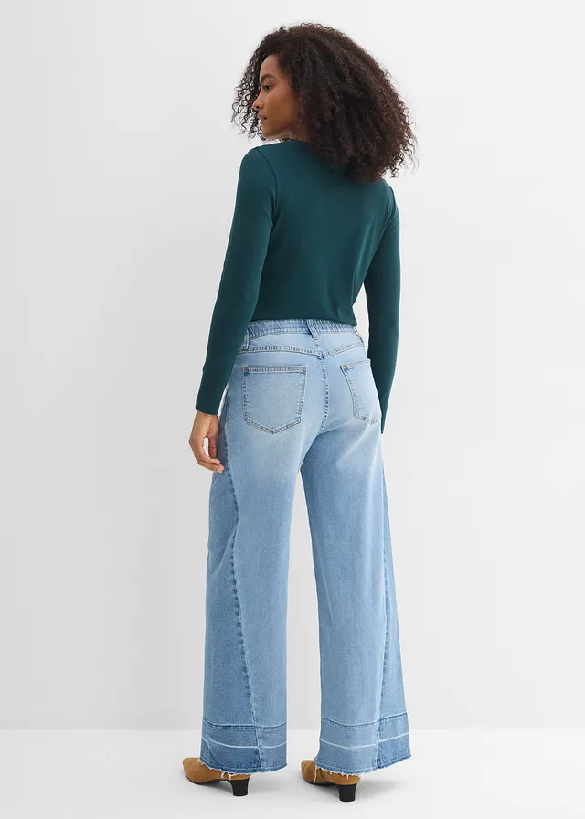 Wide leg jeans, mid waist • ijsblauw denim used • product-page.page-title-suffix