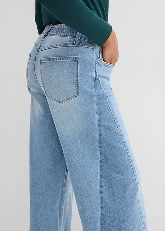 Wide leg jeans, mid waist • ijsblauw denim used • bonprix online shop