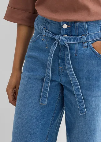 Wide Leg farmer, High Waist, bio-pamut • világoskék denim, használt hatású • bonprix áruház