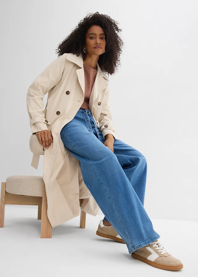 Džínsy Wide-Leg, High Waist, bio bavlna • svetlomodrá denim used • obchod bonprix