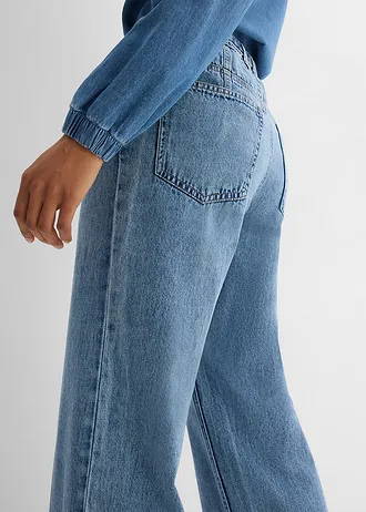 Jean droit et loose, taille mi-haute • bleu clair denim used • Boutique bonprix