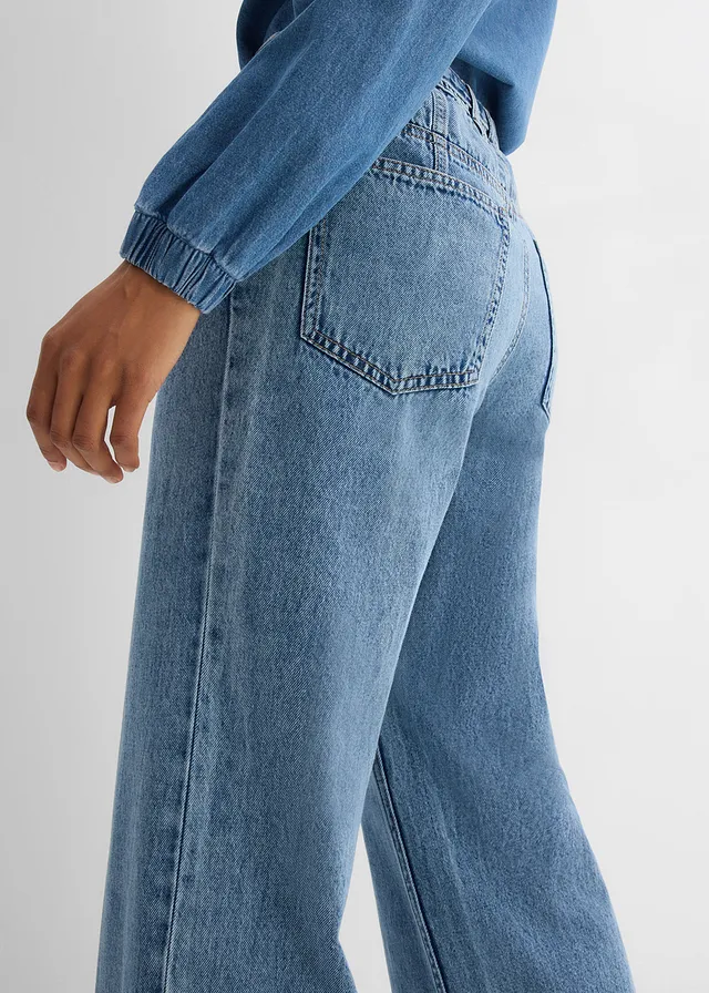 Jean droit et loose, taille mi-haute, coton • bleu clair denim used • product-page.page-title-suffix