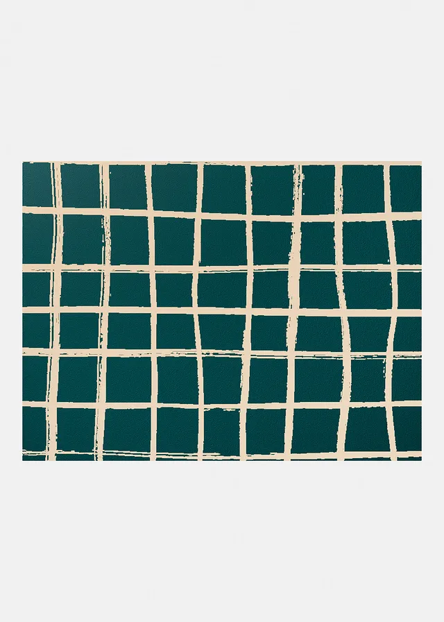 Wasbare deurmat met grafisch design, Kleur: petrol grafische print