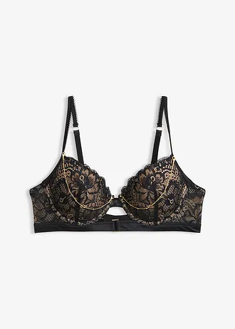 Soutien-gorge à coques et chaîne amovible, Couleur: noir-marron clair