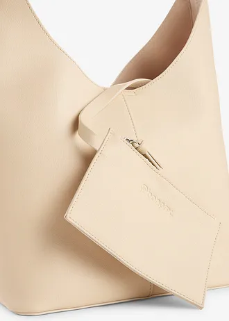 Geantă tip sac cu buzunar interior extra • alb crem • magazin bonprix