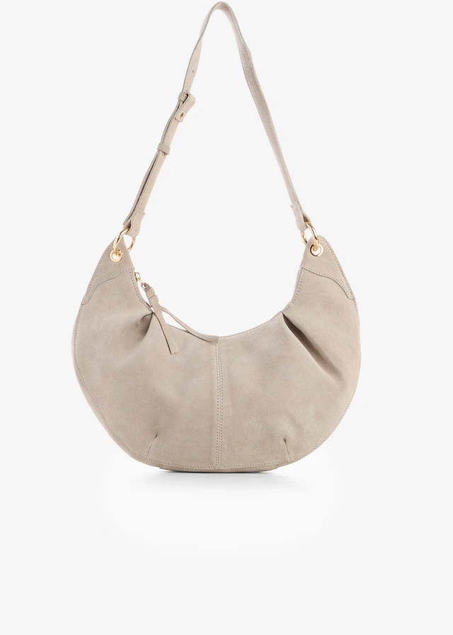 Schoudertas van imitatiesuède, Kleur: sandbeige
