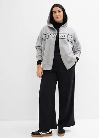 Sweatvest met capuchon en katoen, Kleur: lichtgrijs gemêleerd met print