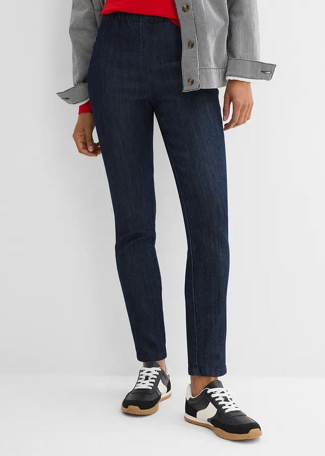 Slim fit jeans, cropped, high waist • diepblauw denim ongewassen • product-page.page-title-suffix