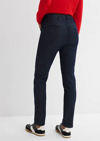 Slim Fit farmer High Waist, rövidített, szín: mélykék denim, mosatlan