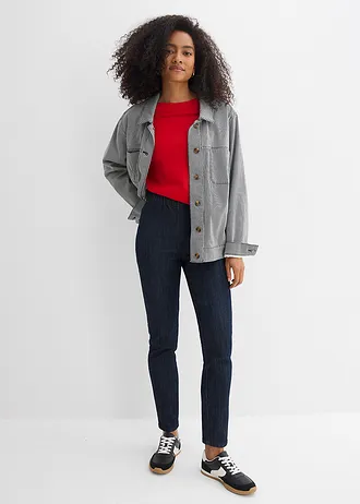 Blugi slim fit High Waist, cropped • albastru profund denim neprespălat • magazin bonprix