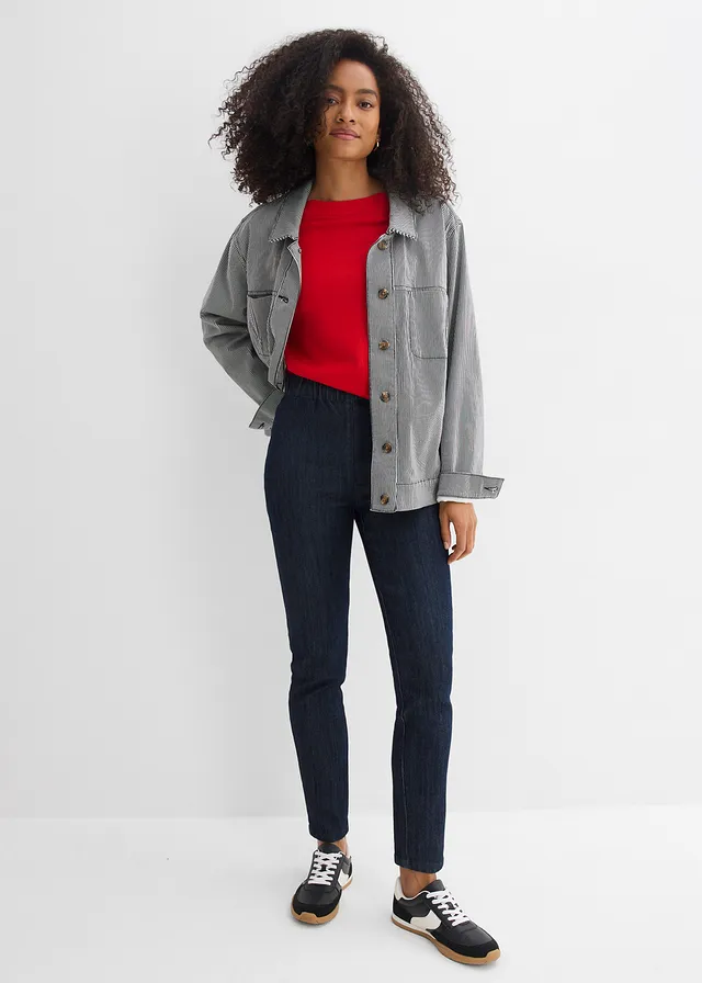 Slim fit jeans, cropped, high waist • diepblauw denim ongewassen • product-page.page-title-suffix