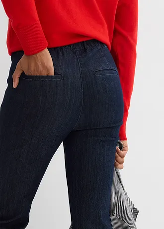 Jean slim taille haute, cropped • bleu foncé denim brut • Boutique bonprix