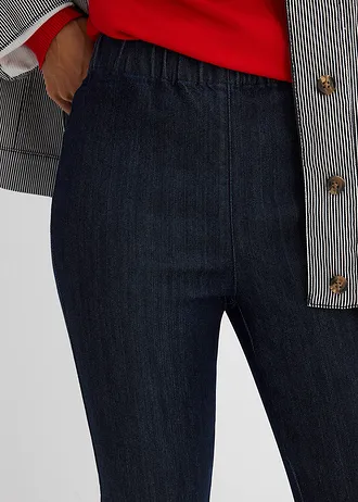 Dżinsy o kroju slim, high waist, cropped • granatowy denim unwashed • sklep bonprix