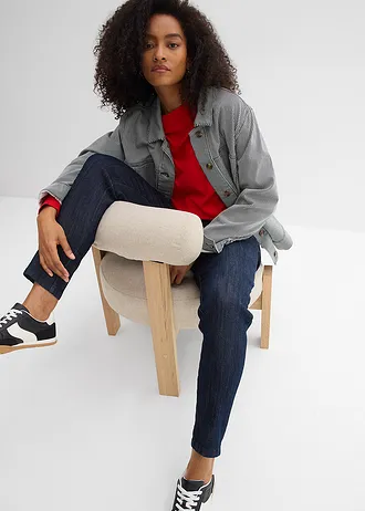 Džíny Slim Fit, High Waist, zkrácené • sytě modrý denim unwashed • bonprix obchod