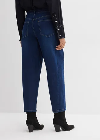 Blugi barrel, Mid Waist, bumbac organic • bleumarin denim uzat • magazin bonprix