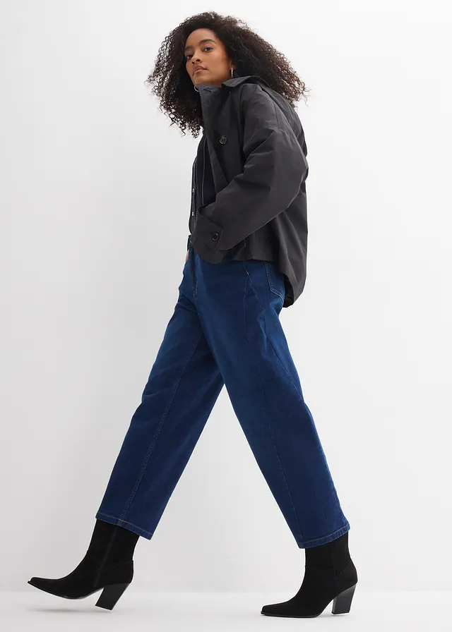 Jean barrel taille mi-haute • bleu foncé denim used • product-page.page-title-suffix