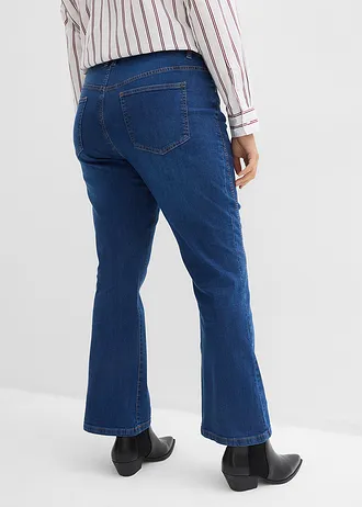 Bootcut farmer, High Waist, szín: sötétkék denim, használt hatású