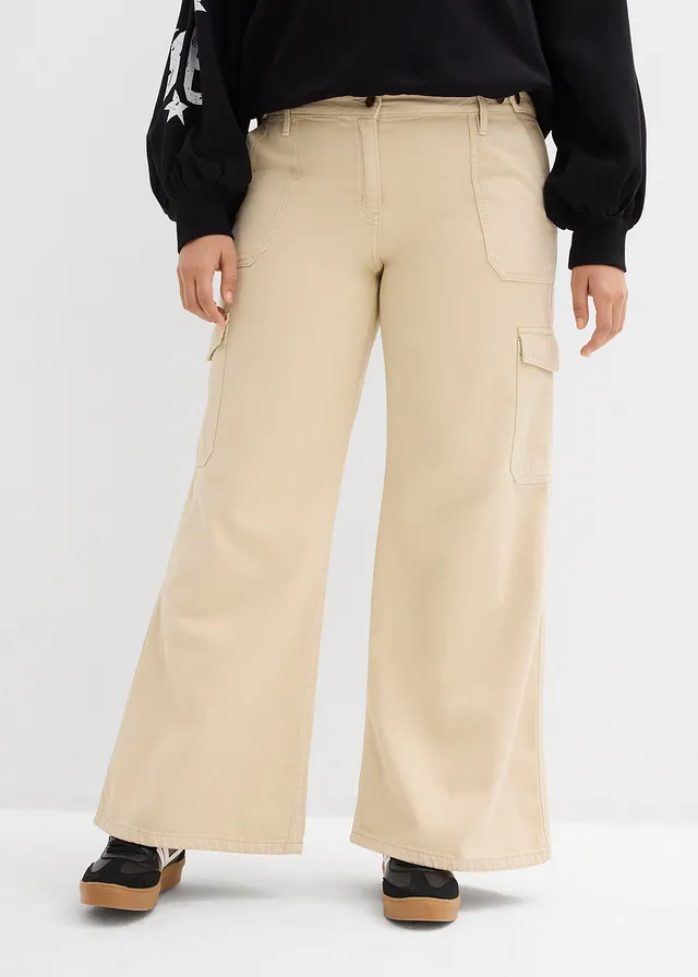 Pantalon cargo 100% coton, Couleur: sable clair