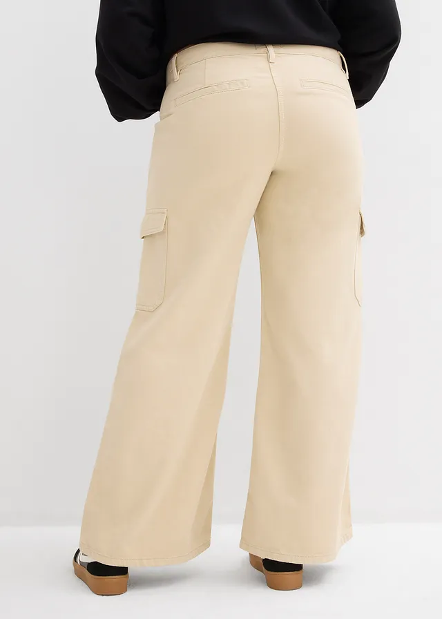 Cargo broek van puur katoen, Kleur: lichtsand