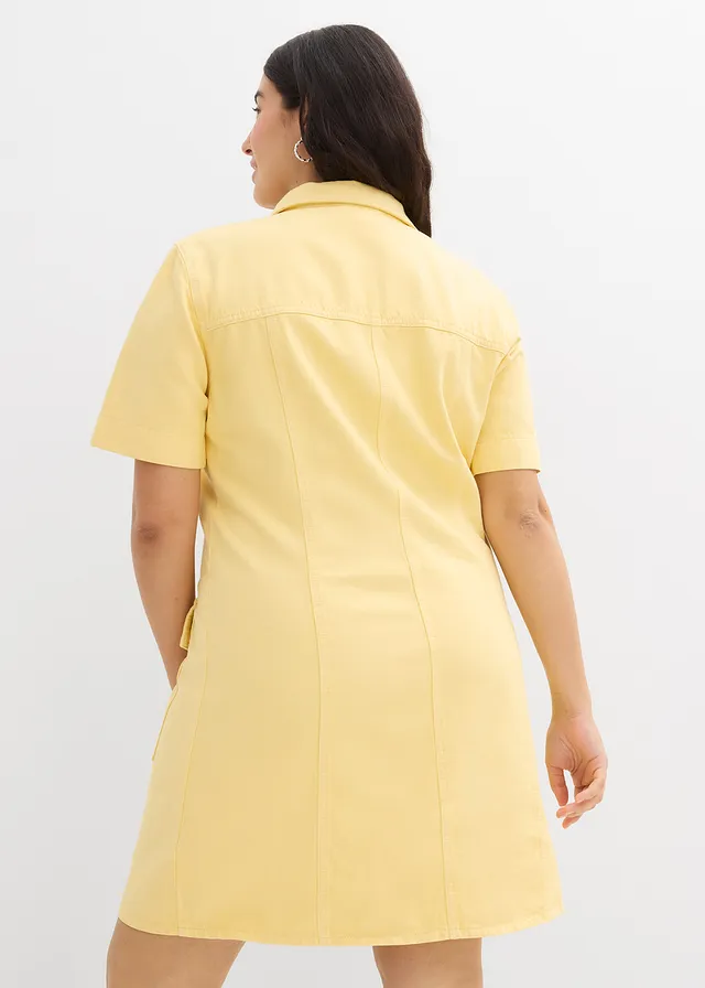 Robe courte 100% coton, Couleur: jaune clair