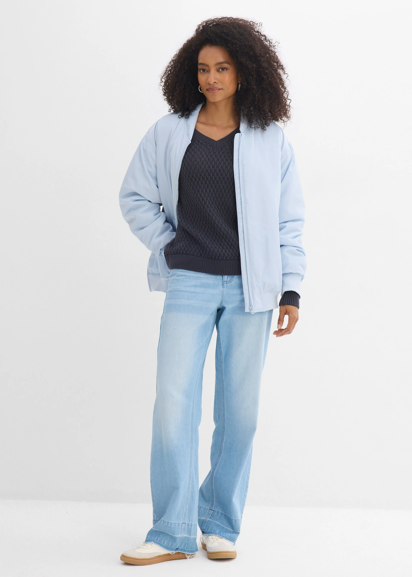 Sweter z mieszanki bawełny • nocny niebieski • sklep bonprix