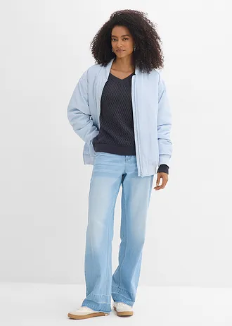 Trui in een katoenmix, Kleur: nachtblauw