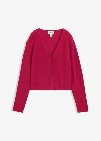 Gilet court en maille 100% coton, Couleur: magenta