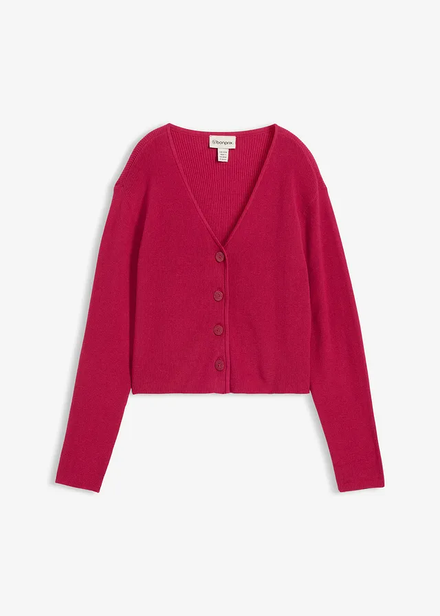 Gilet court en maille 100% coton • magenta • Boutique bonprix