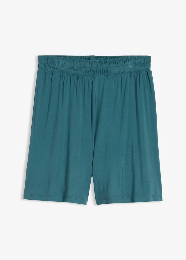 Short à taille élastiquée en viscose douce et extensible, Couleur: vert poivre