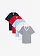 Długi T-shirt (5 szt.), kolor: biały+jasnoniebieski+czerwony+ciemnoniebieski w paski