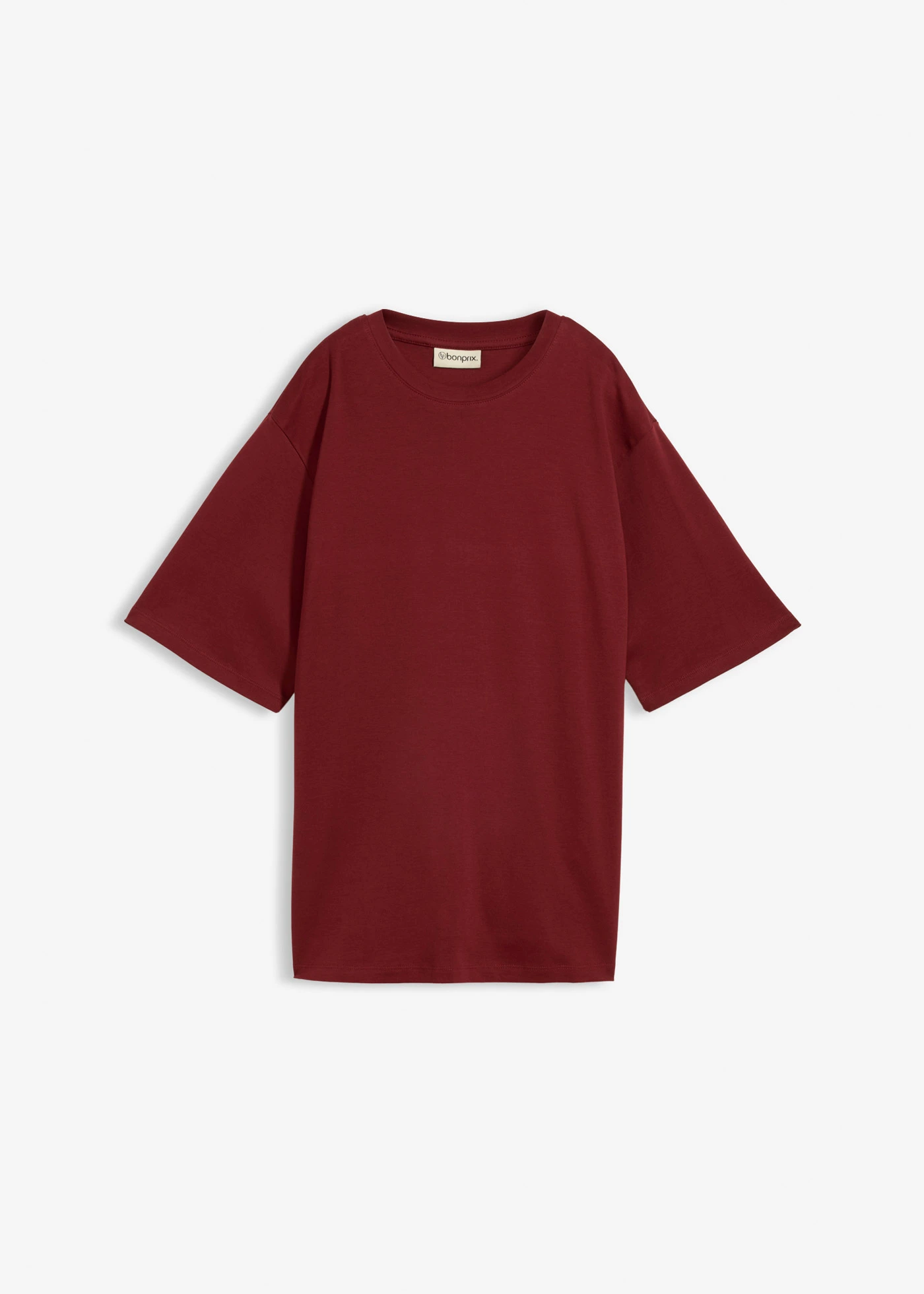Długi T-shirt z dzianiny interlock • czerwony rubinowy • sklep bonprix