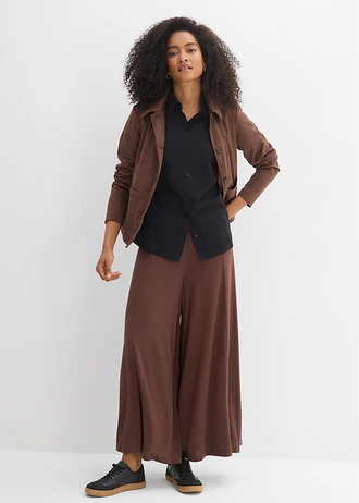 Chemisier manches courtes cintré et extensible en coton majoritaire • noir • Boutique bonprix