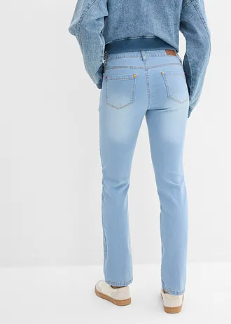 Mid waist stretch jeans, straight, Kleur: lichtblauw denim used