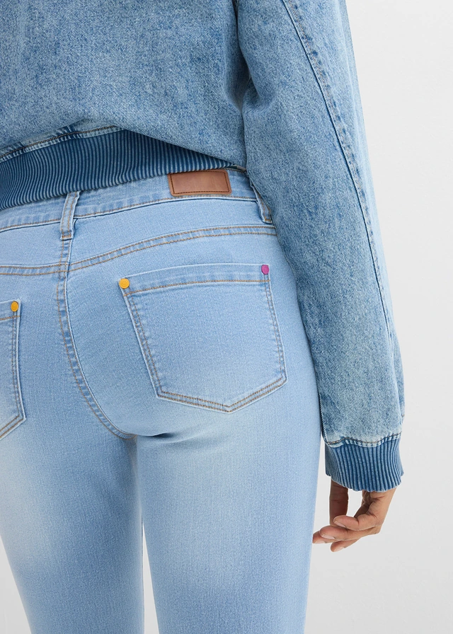 Jean droit taille mi-haute, extensible • bleu clair denim used • product-page.page-title-suffix