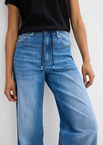 Jean droit loose, taille haute • bleu moyen denim used • Boutique bonprix