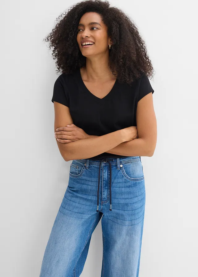 Straight jeans, high waist • middenblauw denim used • product-page.page-title-suffix