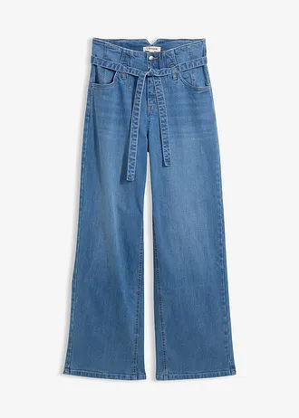 Wide leg jeans, high waist, biologisch katoen