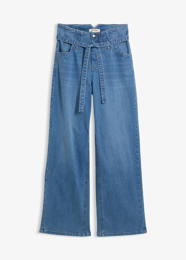 Wide leg jeans, high waist, biologisch katoen