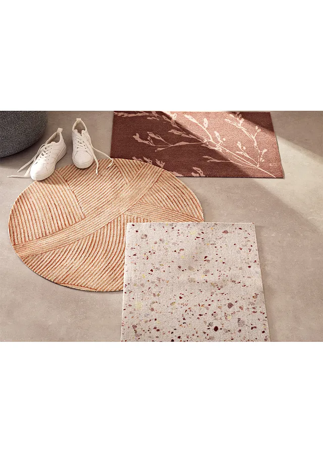 Wasbare deurmat met natuurlijk design, Kleur: bruin-beige gedessineerd