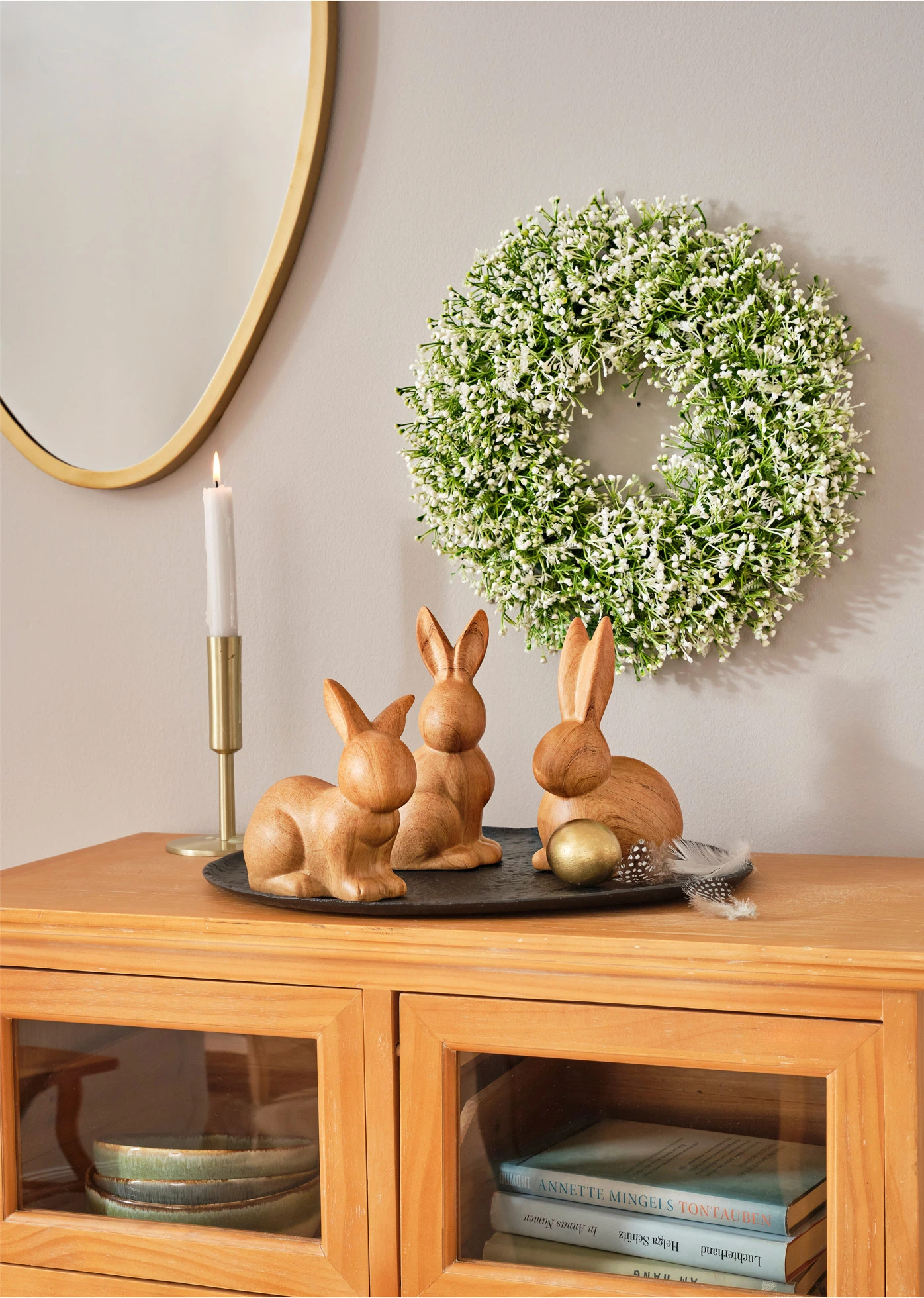 Deurkrans met gipskruid • groen-wit • bonprix online shop