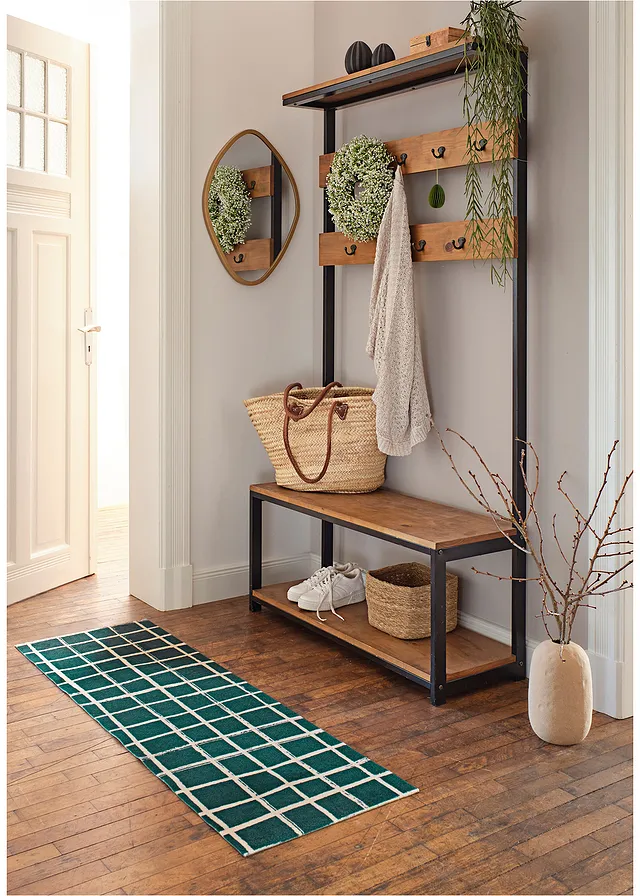 Wasbare deurmat met grafisch design, Kleur: petrol grafische print