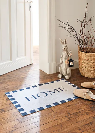 Paillasson lavable à message • écru-pétrole imprimé • Boutique bonprix