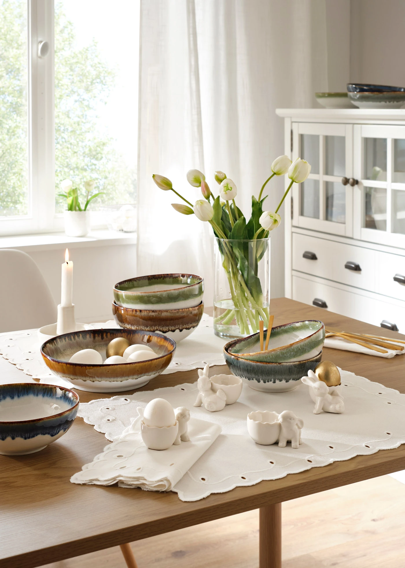 Stoffen servetten van biologisch katoen met borduursel (set van 2) • wit • bonprix online shop