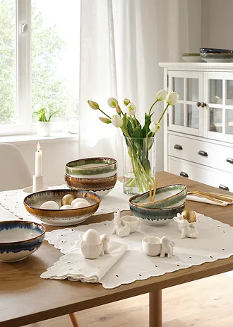 Lot de 2 sets de table en coton avec broderies • blanc • Boutique bonprix