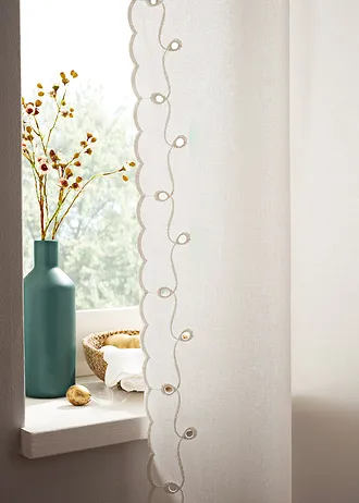 Rideau en coton à bordures brodées (1 pce) • crème • Boutique bonprix