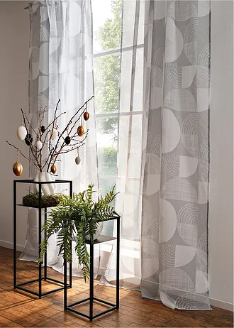 Transparant gordijn met print (1 stuk) • wit-lichtgrijs • bonprix online shop