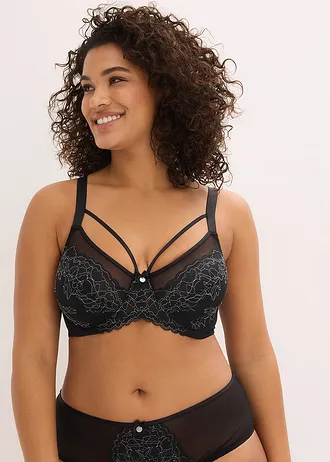 Minimizer bh met beugels en fijn kant, Kleur: zwart-mat zilver