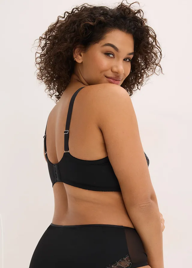 Soutien-gorge minimiseur avec dentelle, Couleur: noir/argenté mat