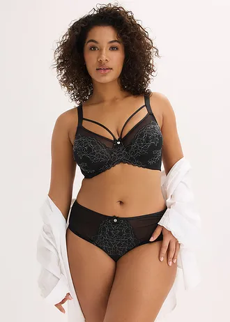 Minimizer bh met beugels en fijne kant, Kleur: zwart-mat zilverkleur